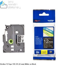 Contoh gambar Brother TZE-335 White on Black 12mm P-touch Tape dan gambar stationery merk Brother (tape)