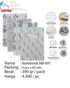 Jual Buku Tulis Catatan Diary Agenda Bergaris Jahit Joyko Notebook NB-691 Classical Pattern (A5) termurah harga grosir Jakarta